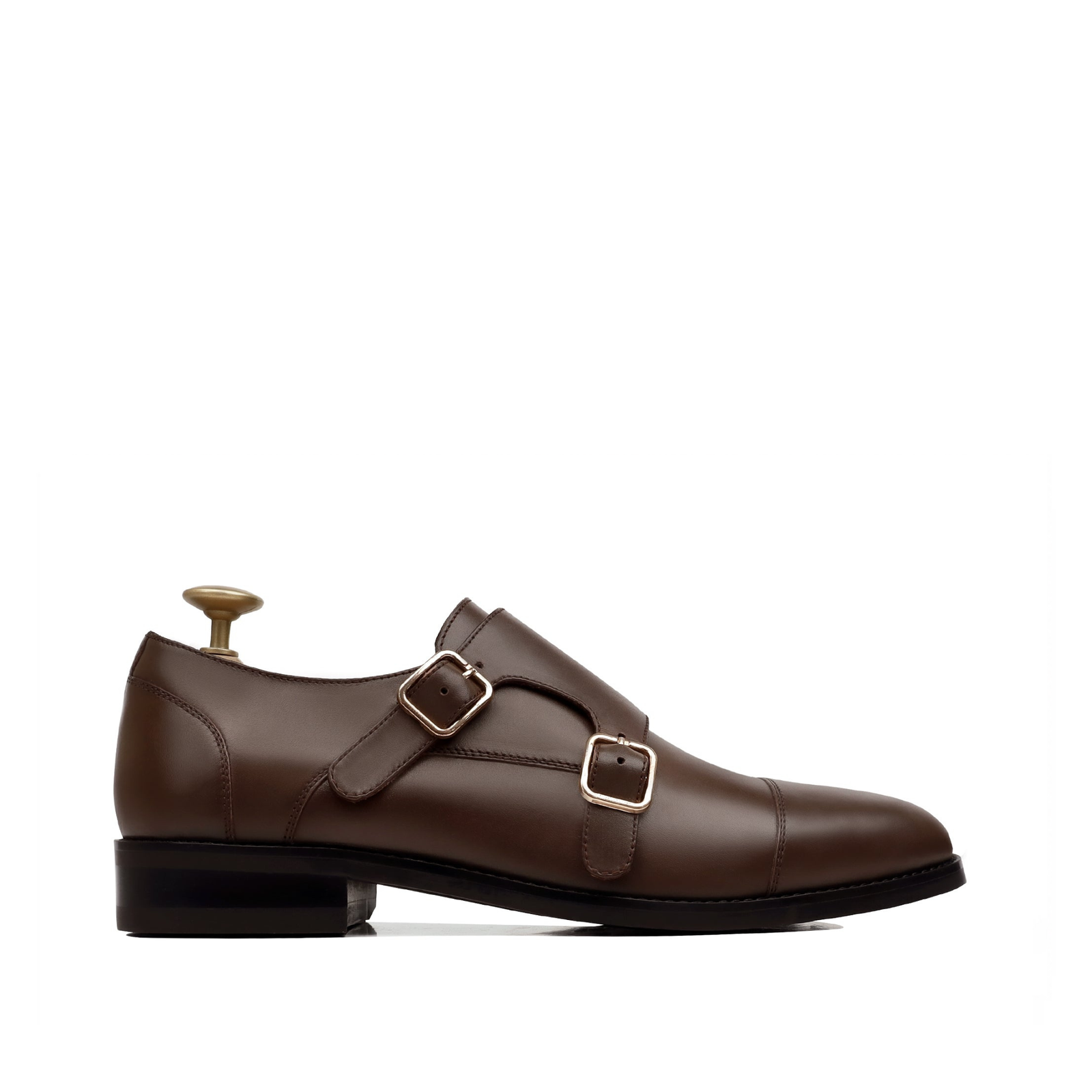 Ambrose Men's Brown Calf Leather Double Monkstrap Shoes