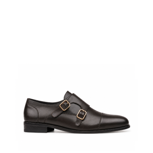 Ashton Men's Dark Brown Calf Leather Double Monksrap Shoes