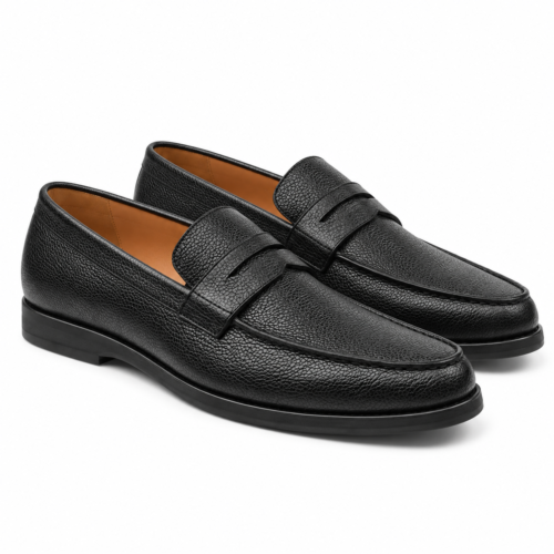 Chester Men's Black Pebble Grain Leather Loafer