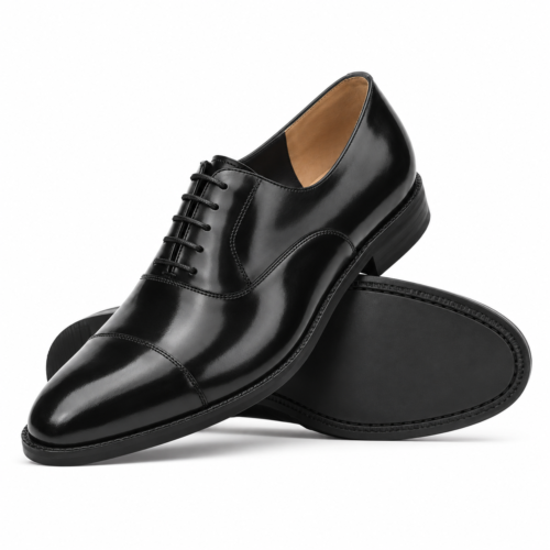 Berkeley Men's Black Box Leather High Shine Oxford Shoes