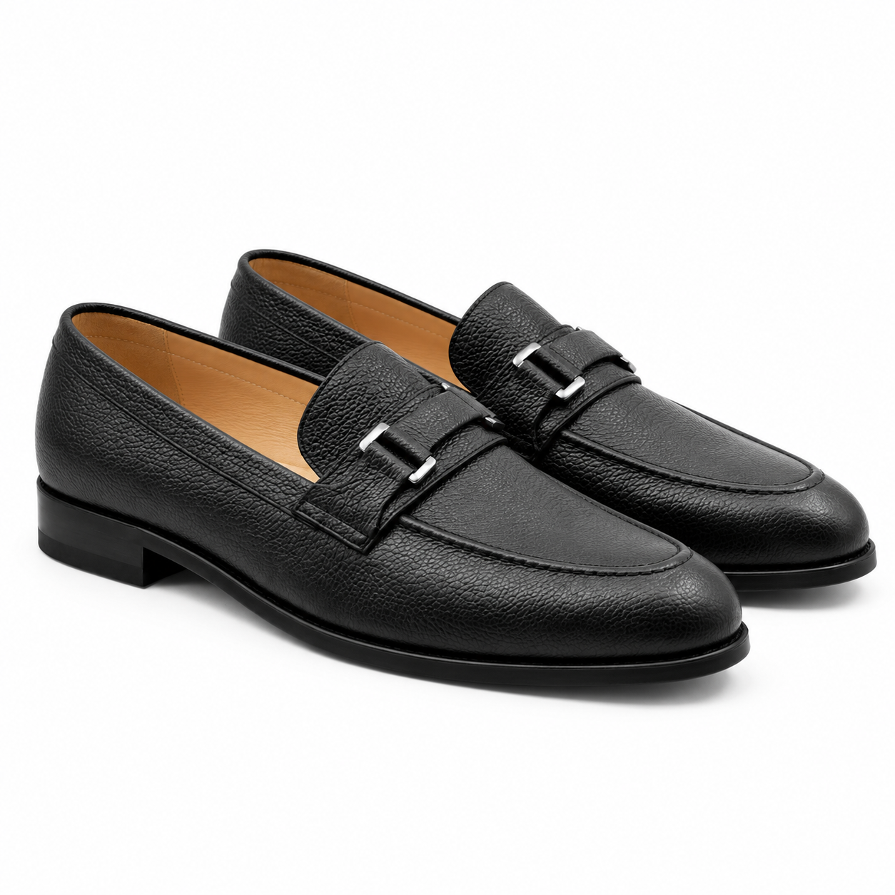 Clifton Men's Black Pebble Grain Leather Loafer