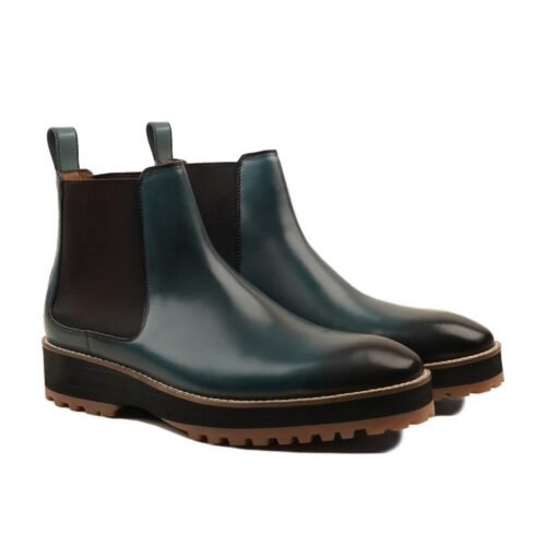 Bramwell Men's Turquoise Patina Calf Leather Chelsea Boot