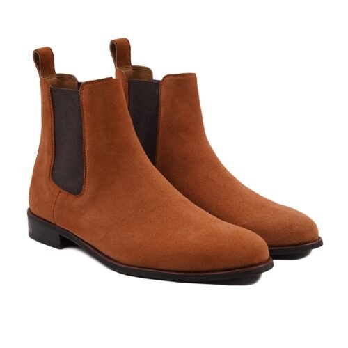 Hartley Men's Orange Tan Kid Suede Chelsea Boot