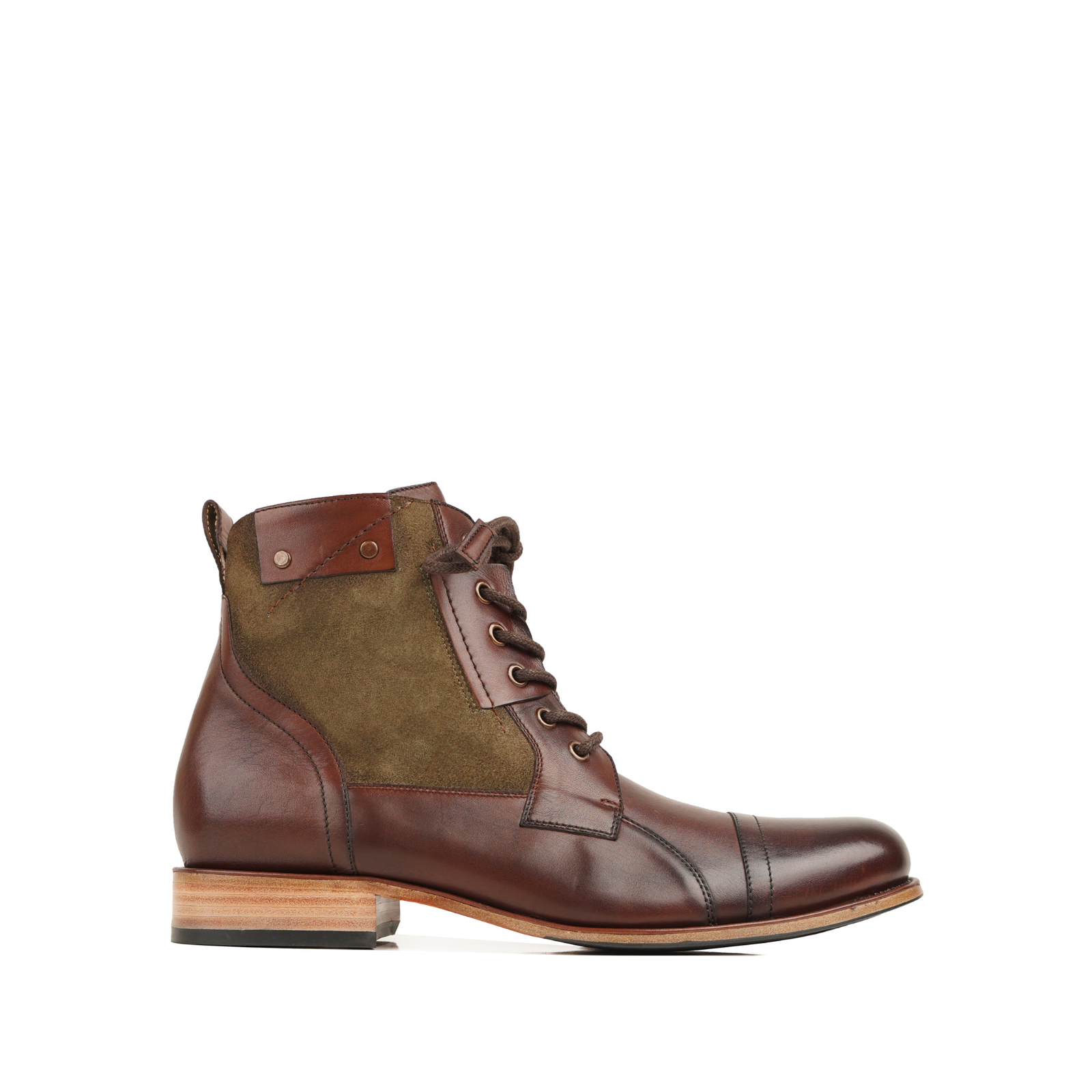 Halston 3 Men's Brown Calf Leather and Kid Suede Boot