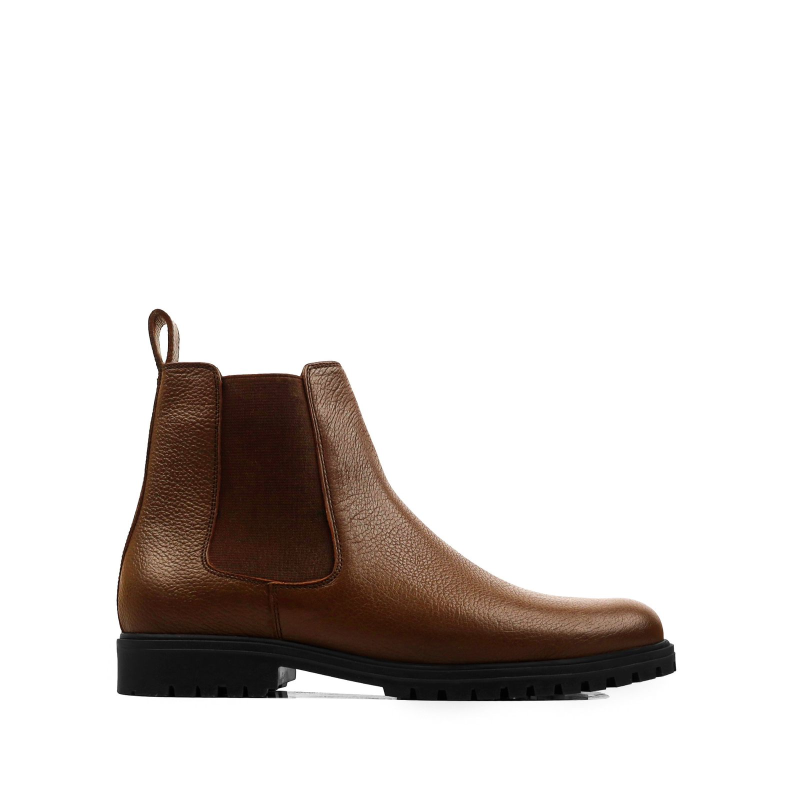 Drake 4 Men's Brown Pebble Grain Leather Chelsea Boot