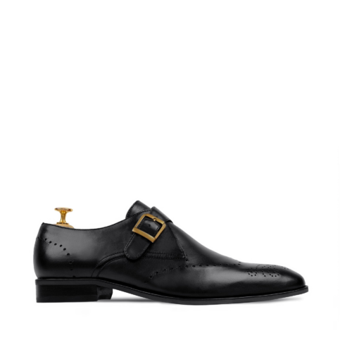 Bancroft Men's Black Calf Leather Single Monkstrap Shoes