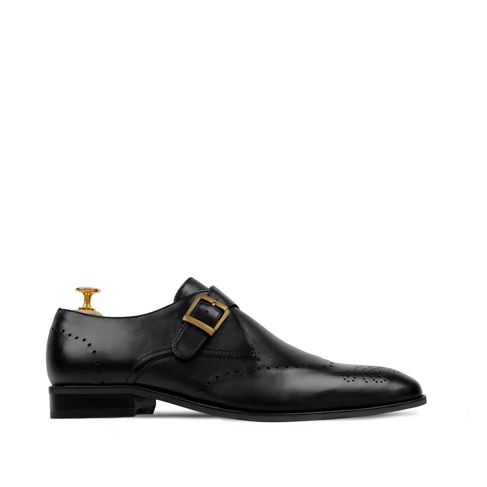 Bancroft Men's Black Calf Leather Single Monkstrap Shoes