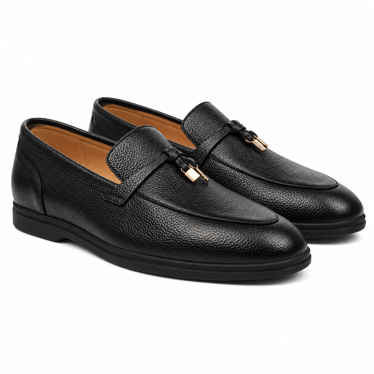 Grosvenor Men's Black Pebble Grain Leather Loafer