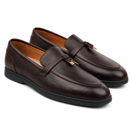 Hampton Men's Dark Brown Pebble Grain Leather Loafer