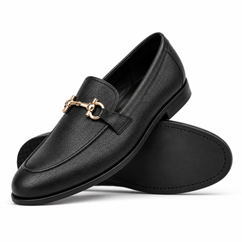Kensington Men's Black Pebble Grain Leather Loafer