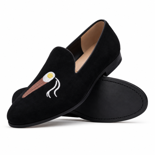 Langham Men's Black Suede & Embroidery Loafer