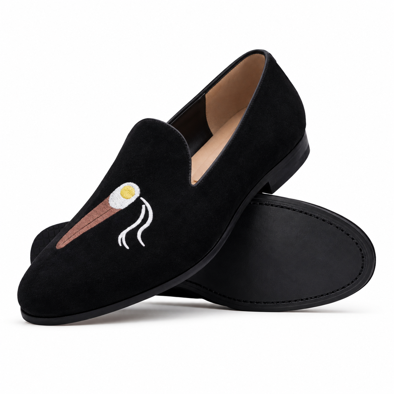 Langham Men's Black Suede & Embroidery Loafer