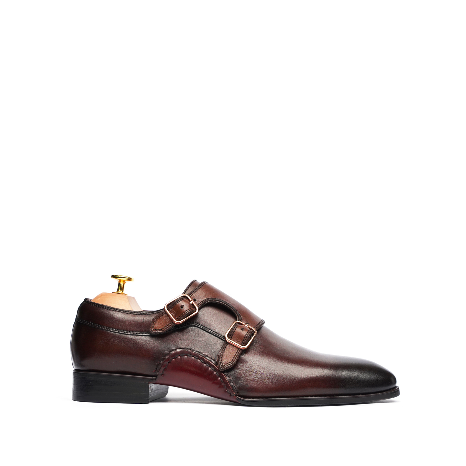 Charlton Men's Burnished Oxblood Calf Leather Single Monkstrap Shoes