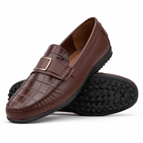 Bentley 3 Men's Light Brown Crocodile Textured & Calf Leather Driver
