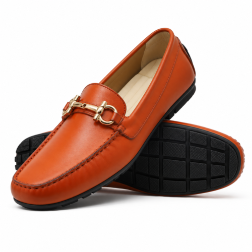 Bristol 4 Men's Orange Tan Calf Leather Driver Shoe
