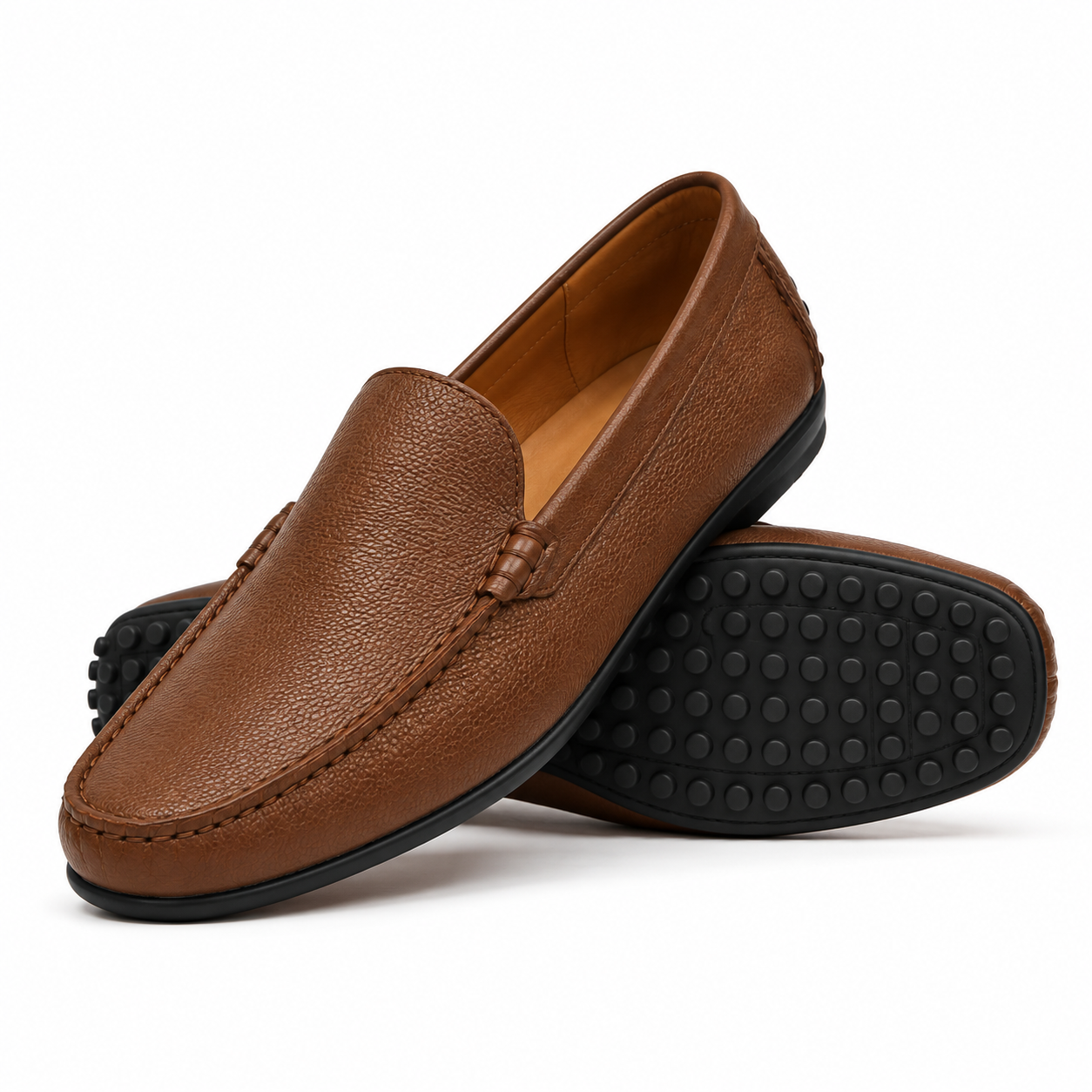 Whitaker 4 Men's Brown Pebble Grain Leather Driver Shoe