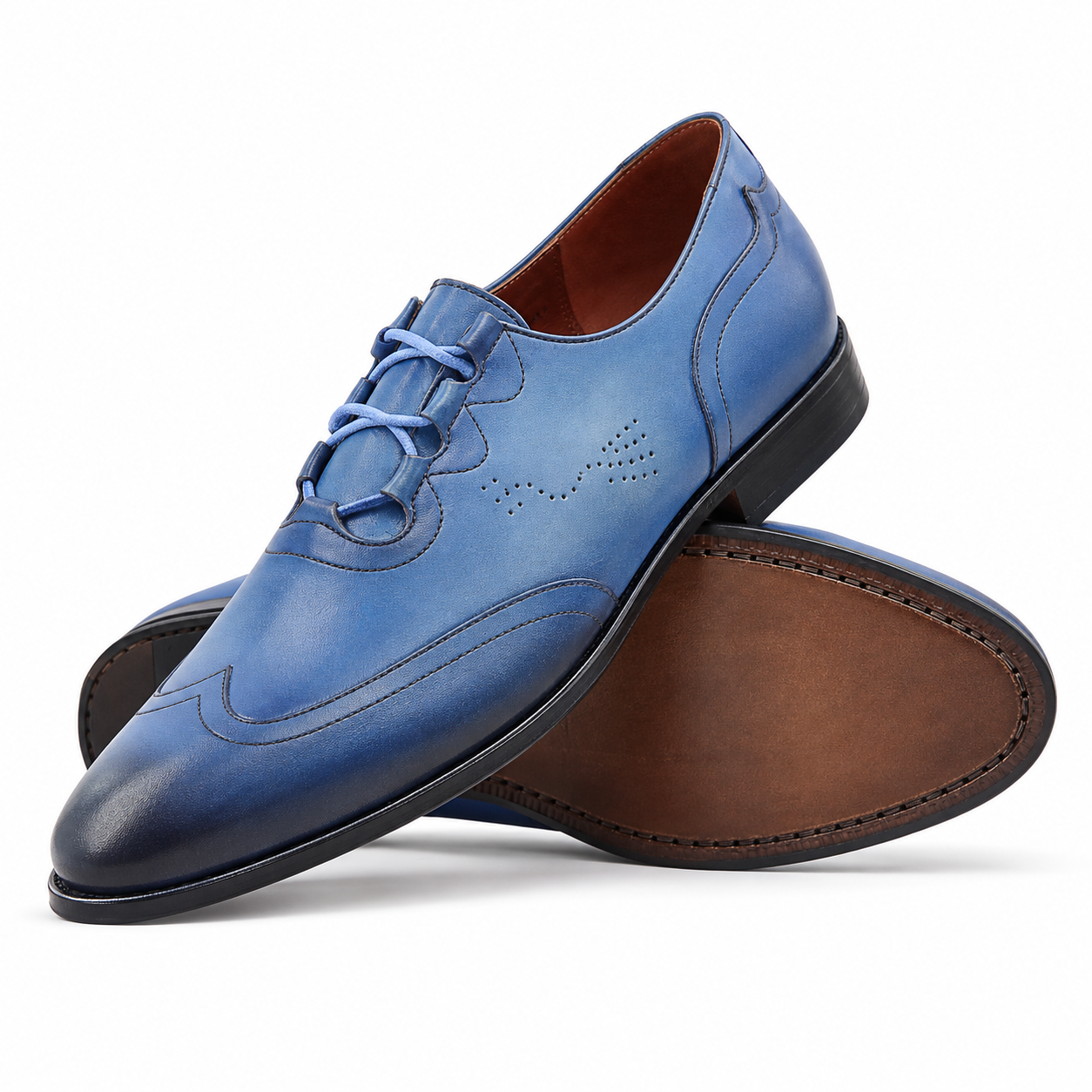 Colchester Men's Burnished Blue Calf Leather Oxford Shoes