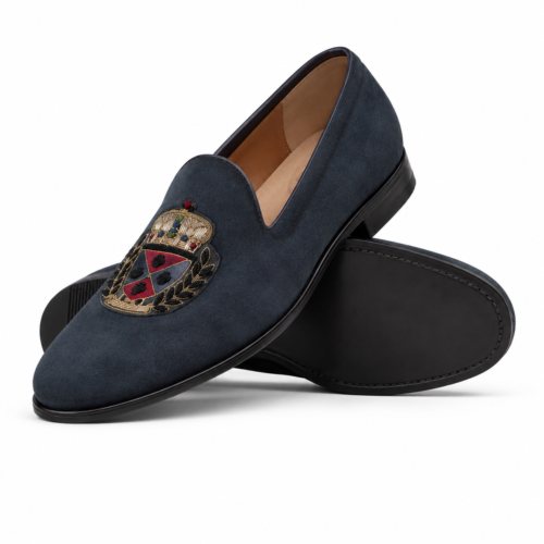 Montrose Men's Navy Blue Suede & Embroidery Loafer