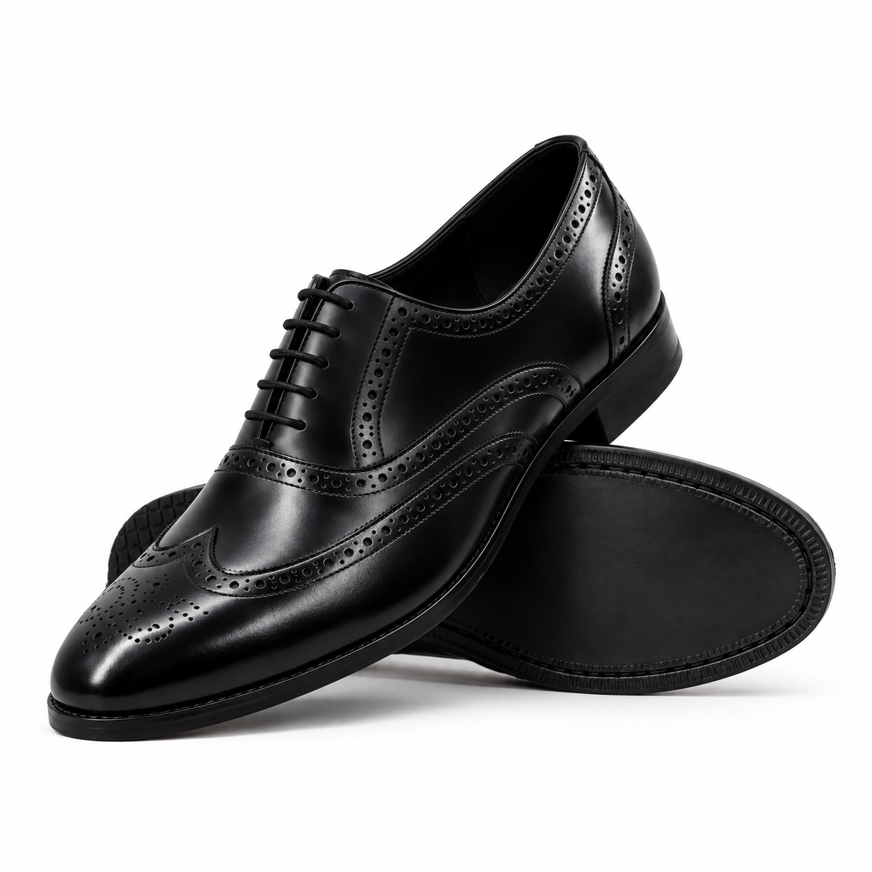 Devonshire Men's Black Box Leather High Shine Oxford Shoes