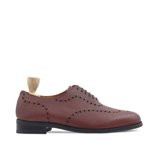 Montrose Men's Oxblood Pebble Grain Leather Wholecut Shoes