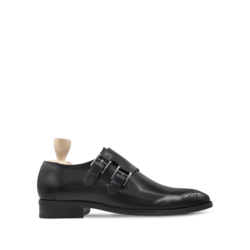 Fulham Men's Black Calf Leather Double Monkstrap Shoes