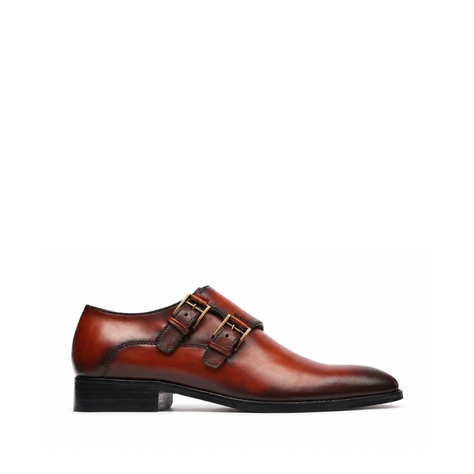 Gillingham Men's Burnished Orange Tan Calf Leather Double Monkstrap Shoes