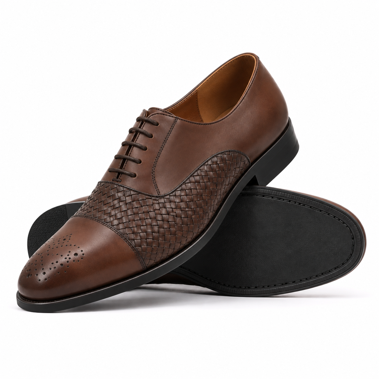 Kensworth Men's Brown Calf Leather Oxford Shoes