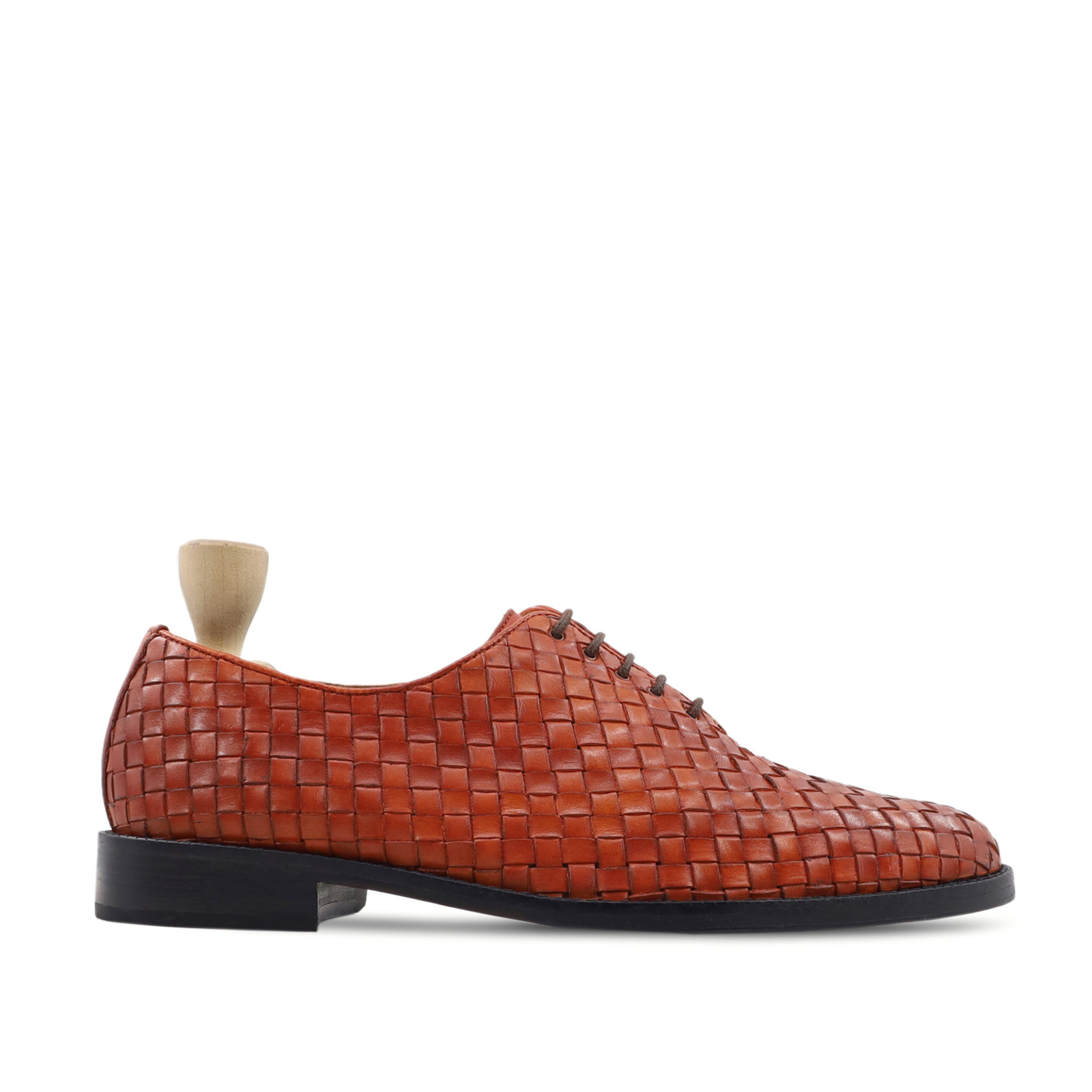 Stratford Men's Tan Hand Woven Calf Leather Wholecut Shoes
