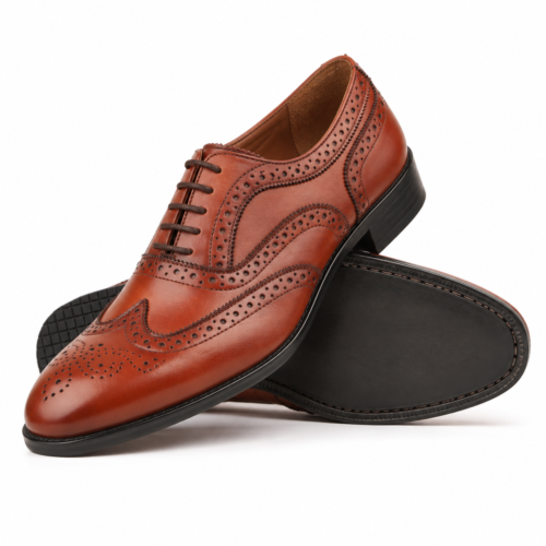 Leighton Men's Orange Tan Calf Leather Oxford Shoes