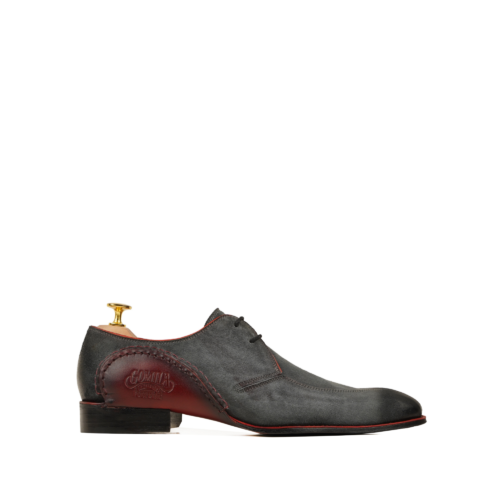 Calder Men's Burnished Charcoal Grey Black Kid Suede Derby Shoe