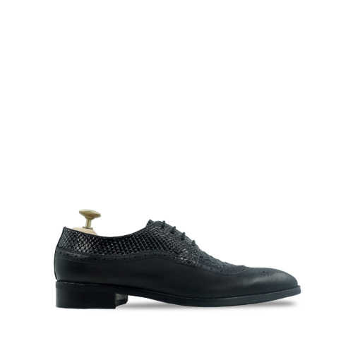 Preston Men's Black Patent Leather And Calf Leather Derby Shoe