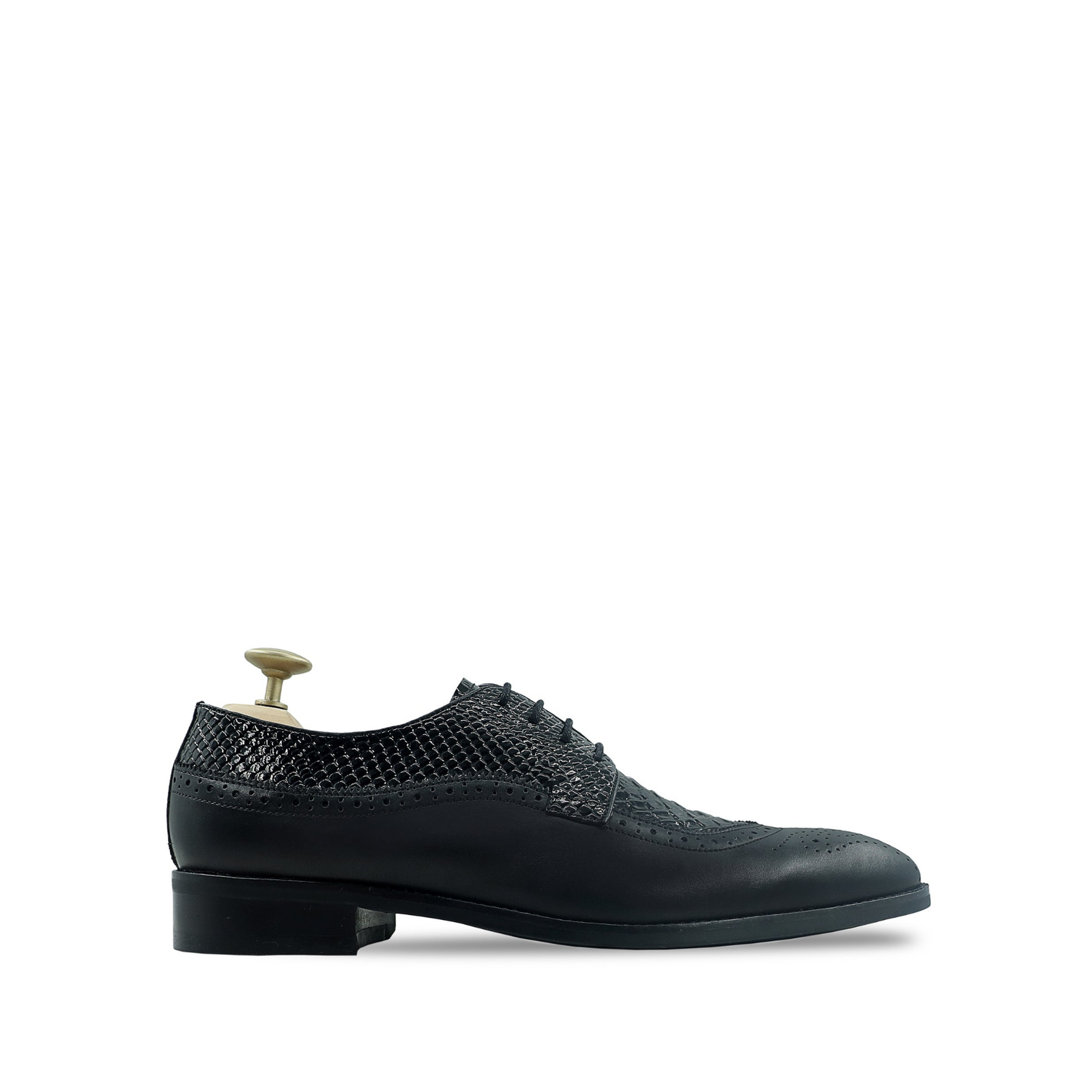 Preston Men's Black Patent Leather And Calf Leather Derby Shoe