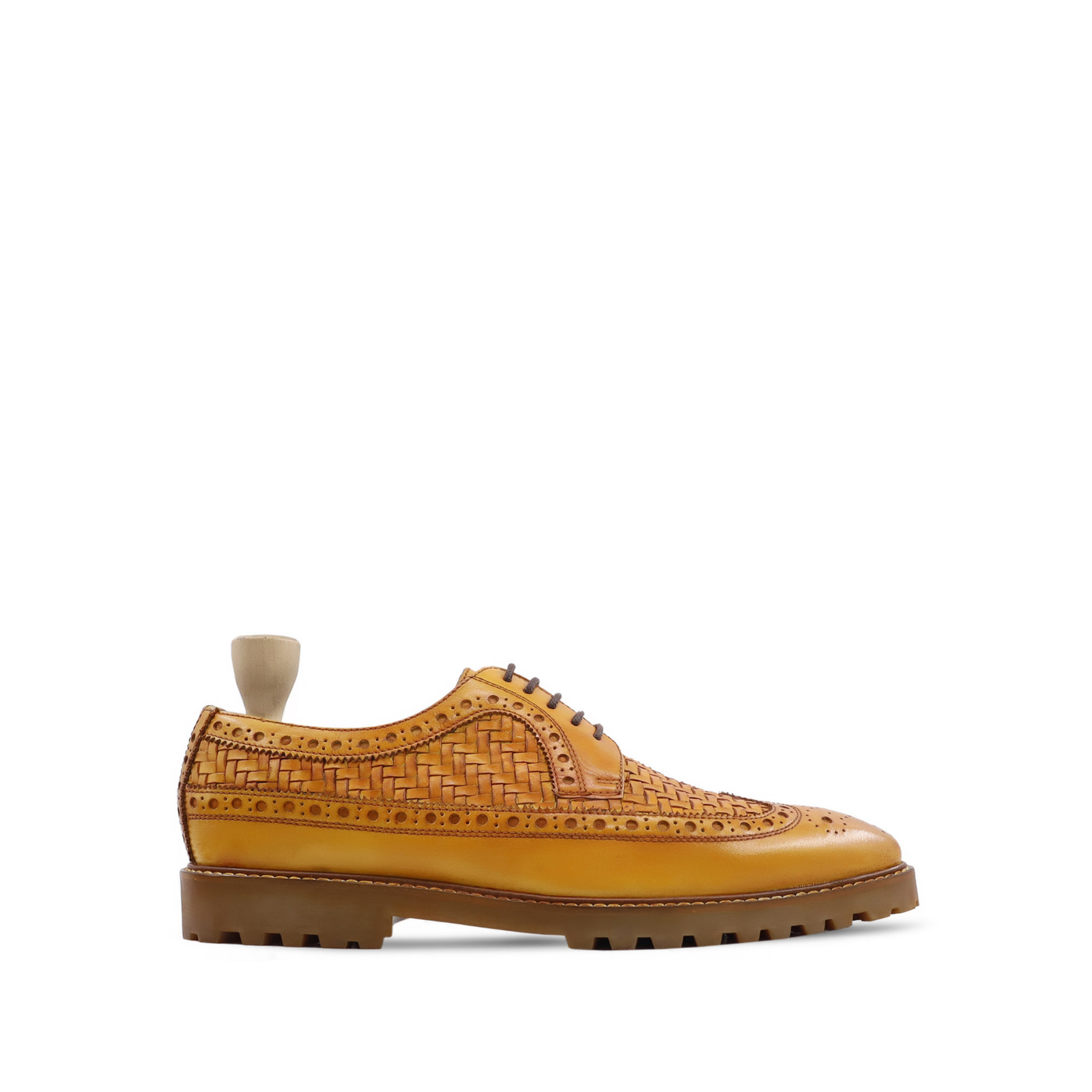 Quincy 4 Men's Tan Calf and Hand Woven Calf Leather Derby Shoe