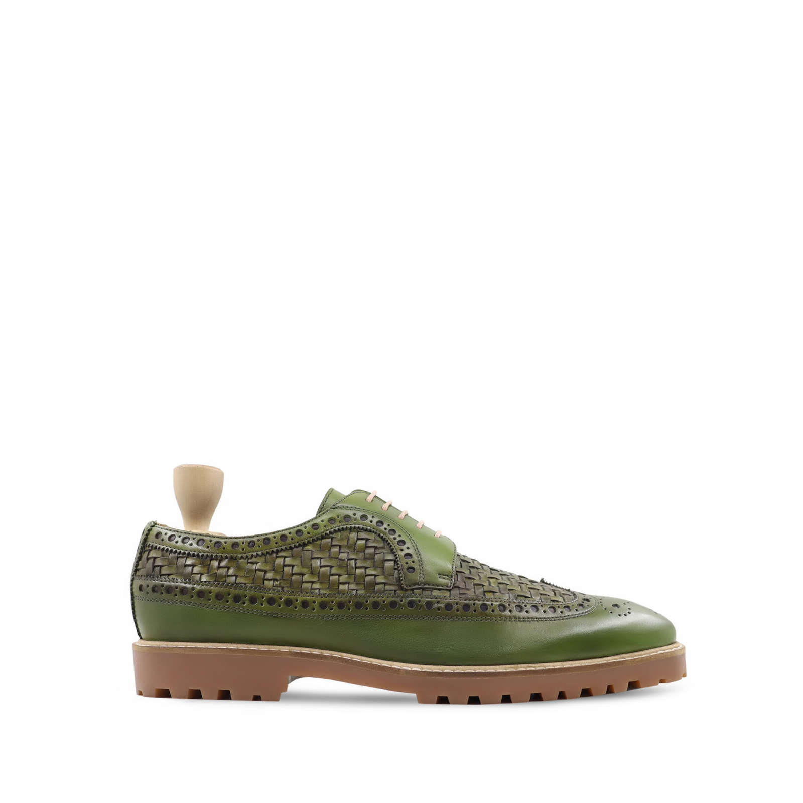 Alton 5 Men's Light Green Calf And Hand Woven Calf Leather Derby Shoe