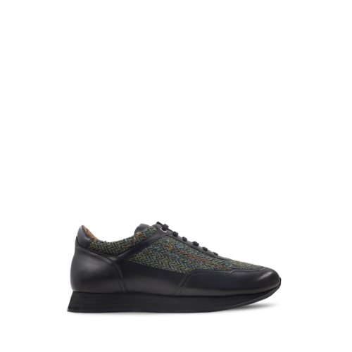 Ashford 3 Men's Black Calf Leather and Harris Tweed Leather Jogger