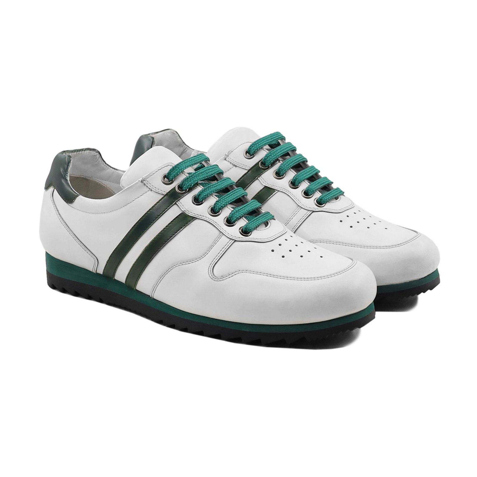 Barton 4 Men's White and Green Calf Leather Jogger