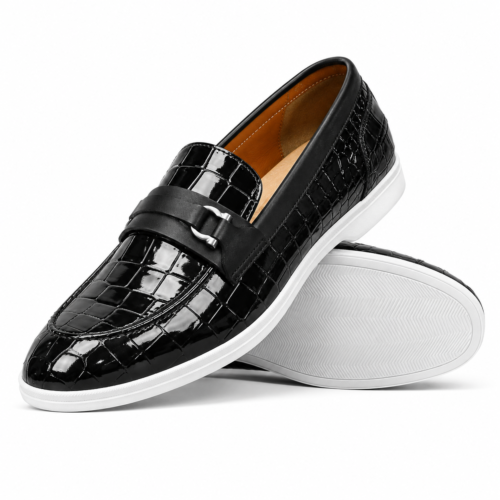 Lancaster Men's Black Patent Leather Loafer