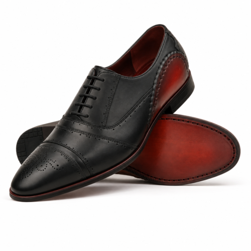 Prescott Men's Black Calf Leather Oxford Shoes