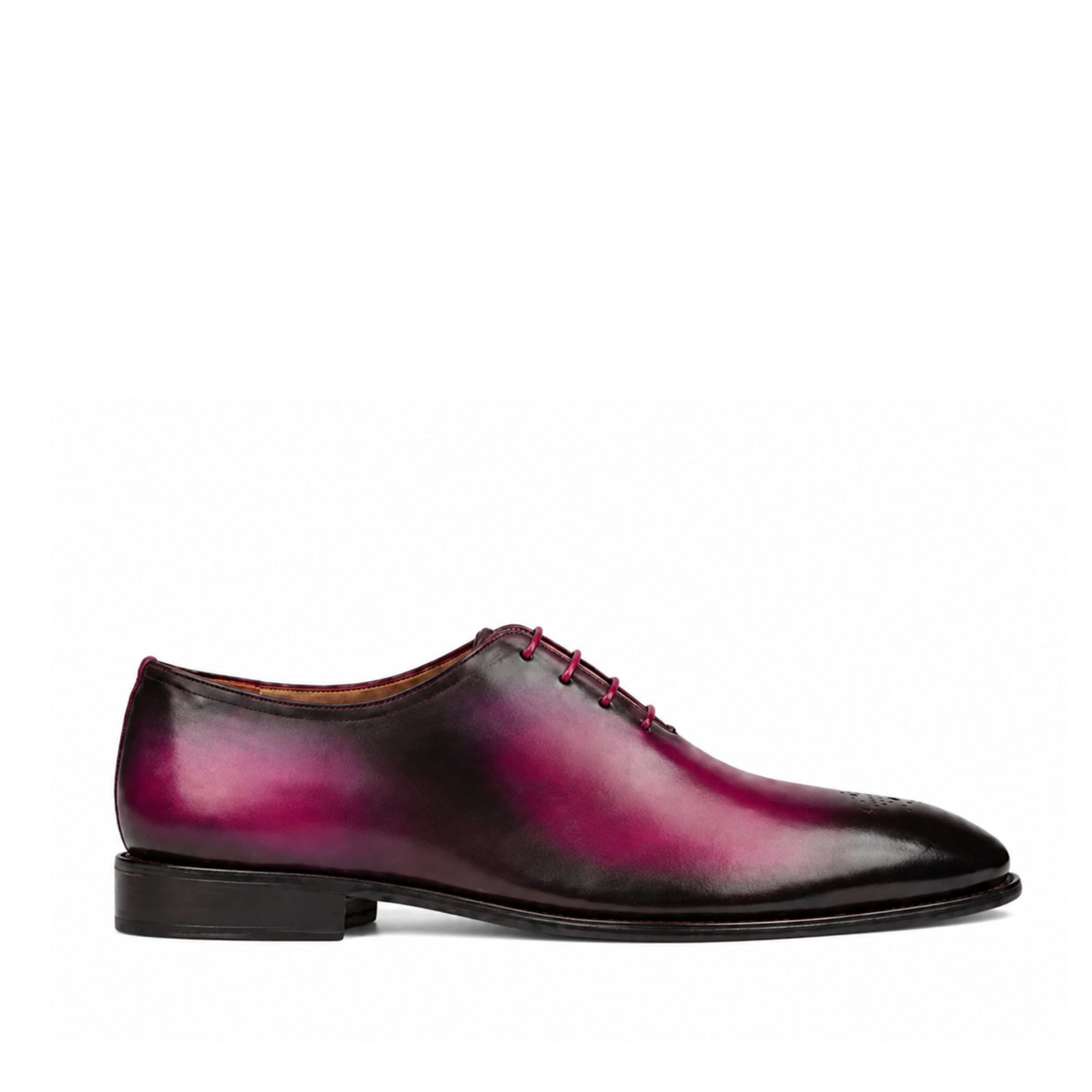 Warwick Men's Fuchsia Patina Calf Leather Wholecut Shoes