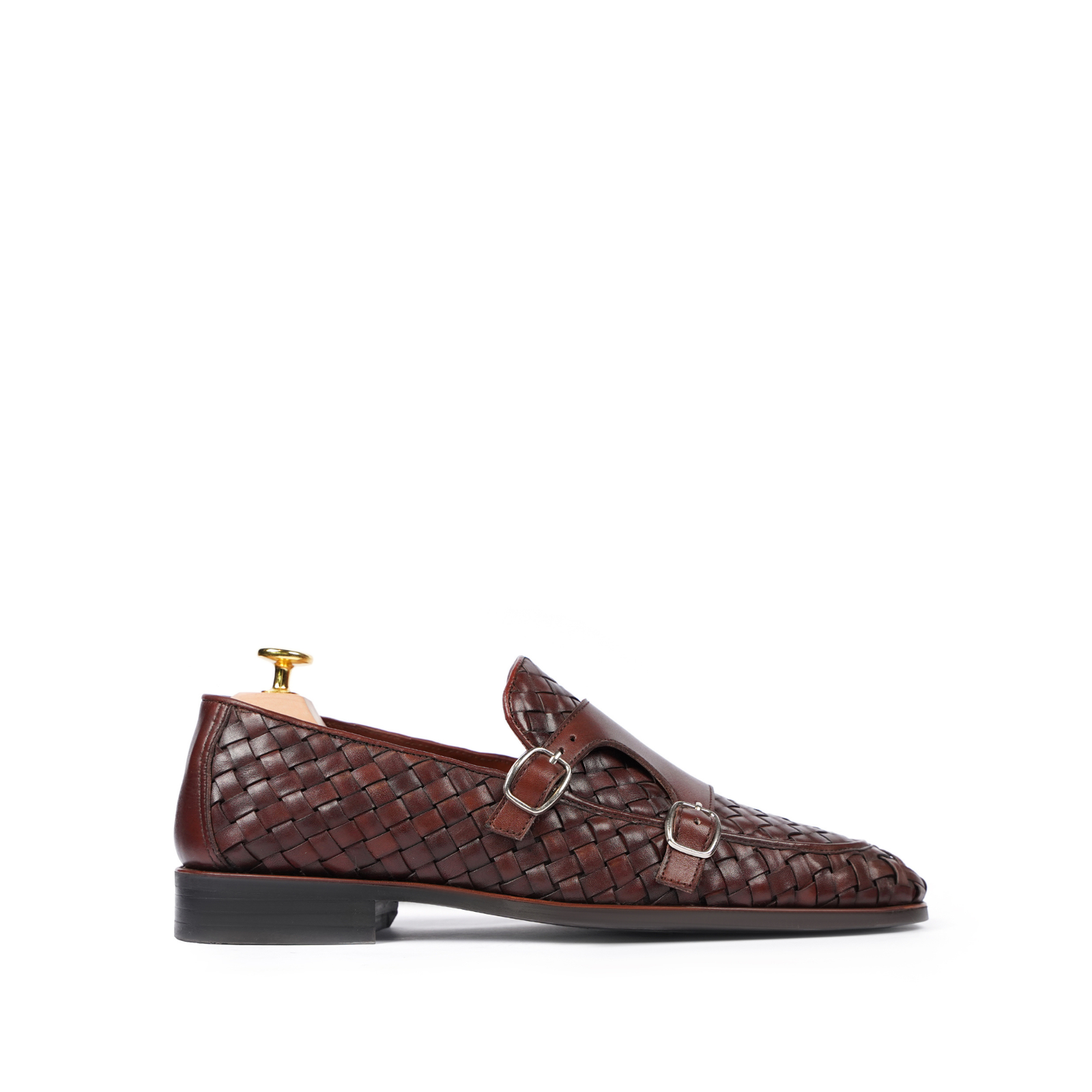 Kingston Men's Reddish Brown Calf Leather Double Monkstrap Shoes