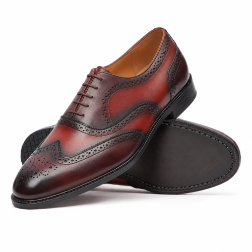 Redford Men's Burnished Oxblood Calf Leather Oxford Shoes