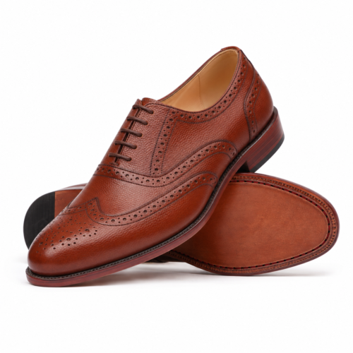 Sheffield Men's Orange Tan Calf Leather Oxford Shoe - Goodyear Welted Oxford Shoes