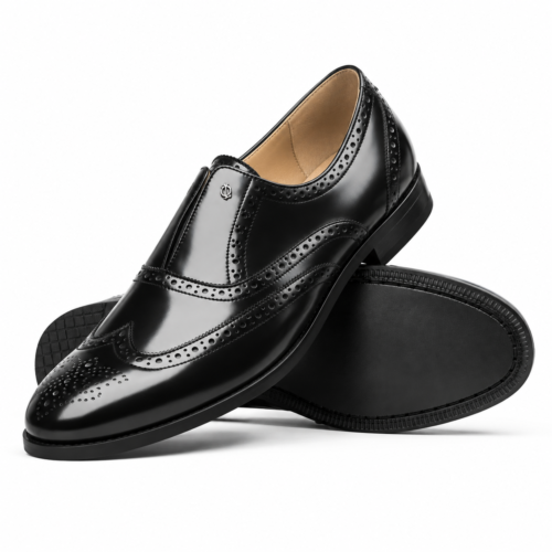 Templeton Men's Black Box Leather High Shine Oxford Shoes