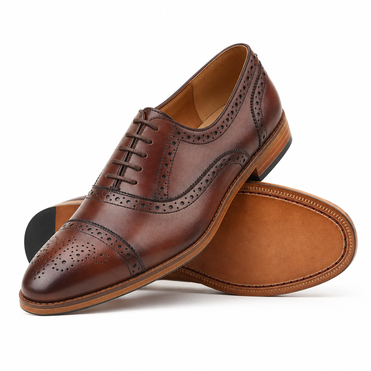 Thornfield Men's Brown Calf Leather Oxford Shoes