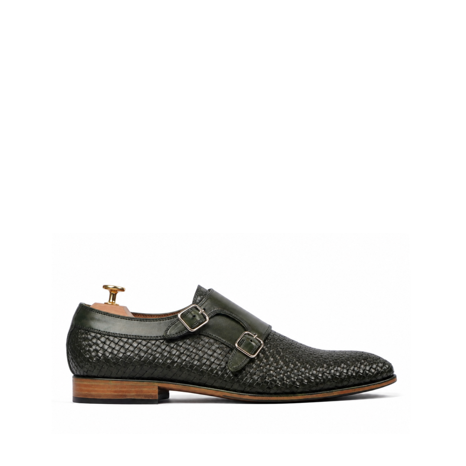 Neville Men's Green Patina Calf Leather Double Monktsrap Shoes