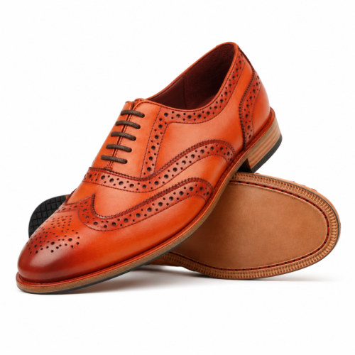 Wellington Men's Tan Calf Leather Oxford Shoes