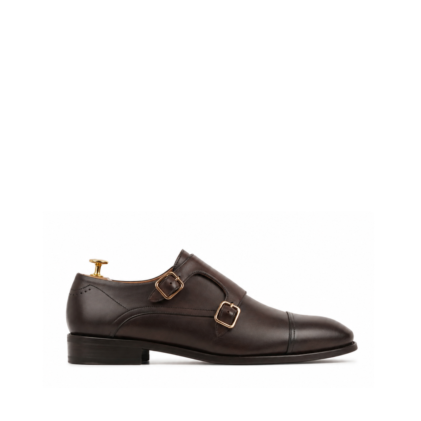 Rivington Men's Dark Brown Calf Leather Double Monkstrap Shoes