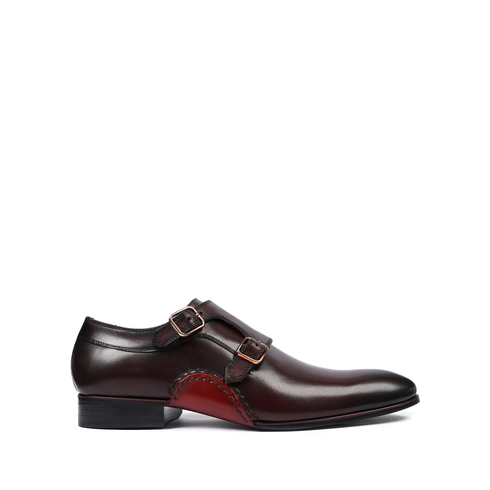 Stamford Men's Oxblood Patina Calf Leather Double Monkstrap Shoes