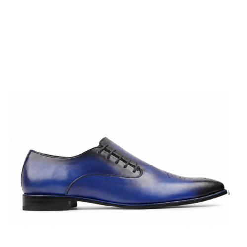 Brunswick Men's Burnished Blue Calf Leather Wholecut Shoes