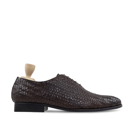 Chelsea Men's Dark Brown Hand Woven Calf Leather Wholecut Shoes